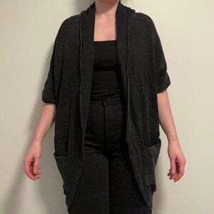 Unique black short sleeve cardigan